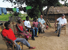 The brothers interview orphans who apply to their school. Brother Angel and visiting Brother José Ignacio Carmona, S.C., superior general of the Brothers of the Sacred Heart (facing page, bottom photo), talk with young men whose parents have died.